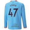 Officiële Voetbalshirt Manchester City Foden 47 Thuis 2022-23 Lange Mouw - Heren